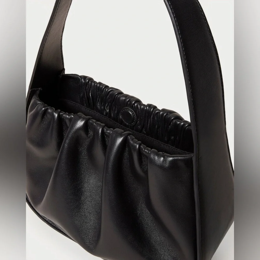 EUC Loeffler Randall Aris Gathered Ruched Petite Shoulder Bag Black Leather - Picture 13 of 15